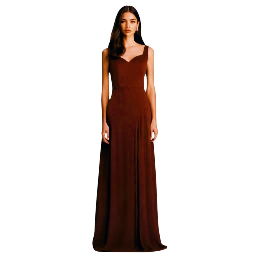Kennedy Blue Dark Red Maxi Front Slit Sweetheart Sleeveless Dress 6
